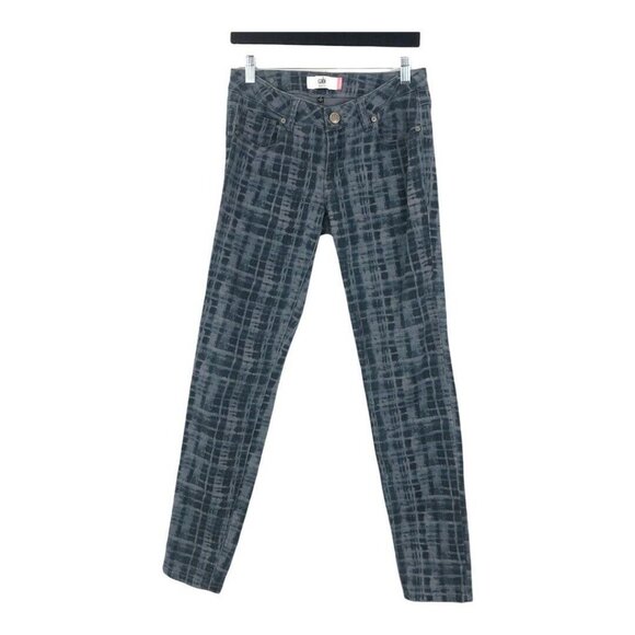 Cabi Womens Size 2 Grid Skinny Jeans Gray Blue Printed Style 3047 - Picture 1 of 4